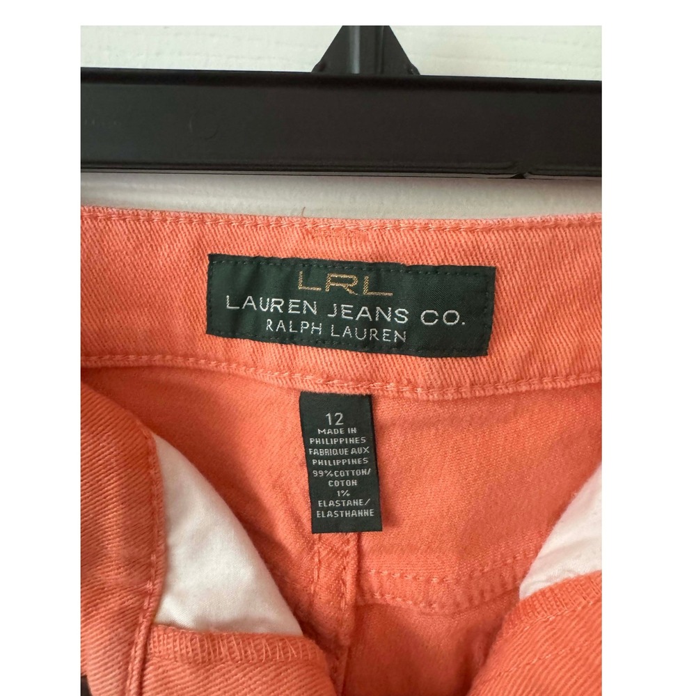 LRL Ralph Lauren Jeans Co Coral Orange Denim Shorts Women's Size‎ 12 - Picture 4 of 7